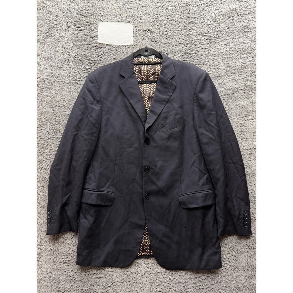 Moschino Single-Breasted Wool Tailored Suit Blazer Jacket Navy Blue Mens Size 54